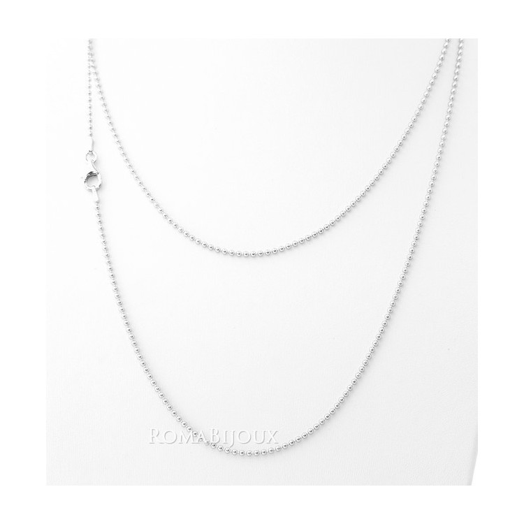 RMB|ARGENTO 925 : Girocollo collana pallini palline balls 1,8 mm varie lunghezze modello con trattamento di rodiatura