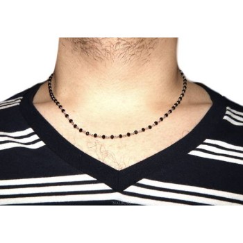 RMB|Man woman necklace Silver 925 with black crystal 3.5 mm working rosary Marseille handmade 45 + 5