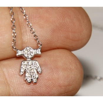 RMB|silver 925 Necklace Collier Venetian woman 44 cm little girl with pigtails microsetting 
