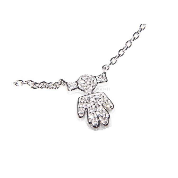 RMB|Argento 925 : Collana Collier donna veneziana 44 cm bambina con codini microsetting