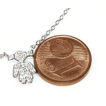 RMB|silver 925 Necklace Collier Venetian woman 44 cm little girl with pigtails microsetting 