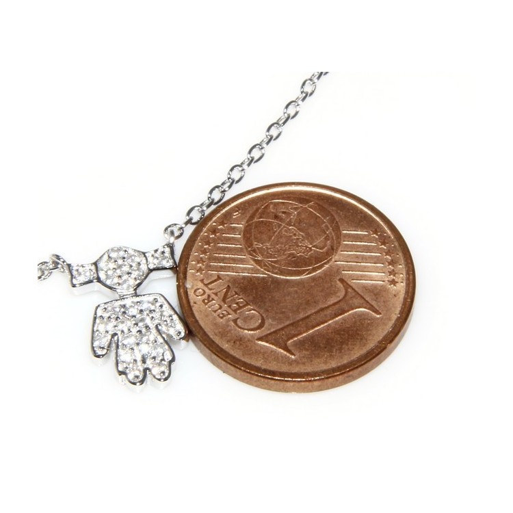 RMB|silver 925 Necklace Collier Venetian woman 44 cm little girl with pigtails microsetting 