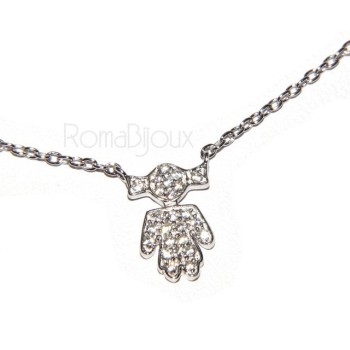 RMB|silver 925 Necklace Collier Venetian woman 44 cm little girl with pigtails microsetting 