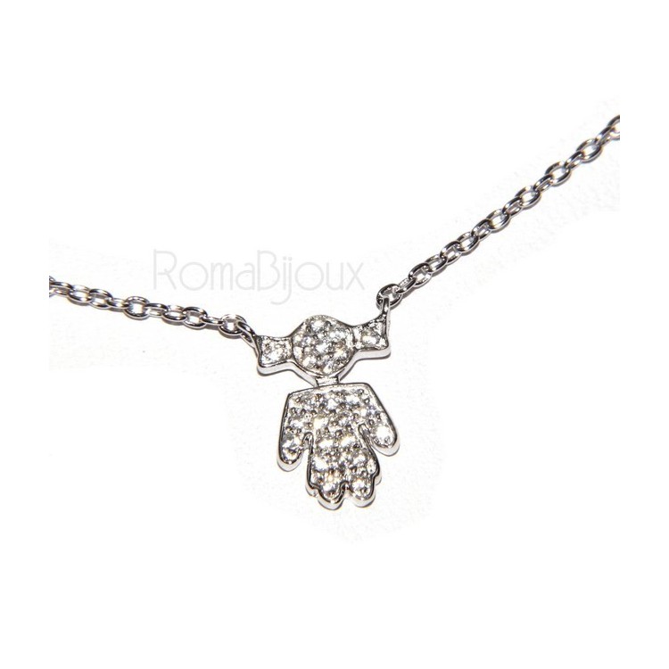 RMB|silver 925 Necklace Collier Venetian woman 44 cm little girl with pigtails microsetting 