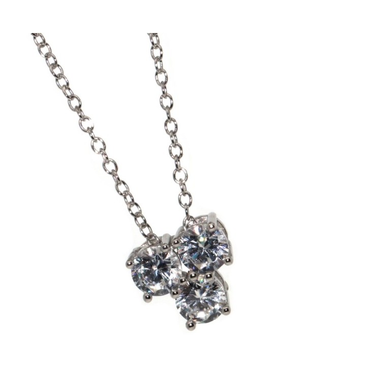 RMB|925 silver trilogy necklace with cubic zirconia pendant for woman