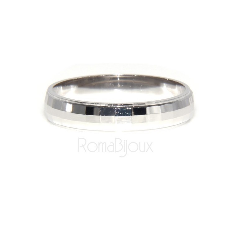 RMB|Argento 925 : Anello fede fedina diamantata massiccia 6 mm oblique e orizzontali tutte le misure