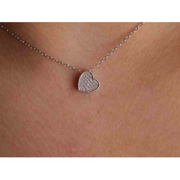 RMB|collana con centrale cuore doppio brillanti micropietre
