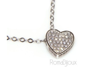 RMB|collana con centrale cuore doppio brillanti micropietre