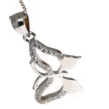 RMB|Collana argento 925 farfalla a ciondolo zirconi bianchi collier