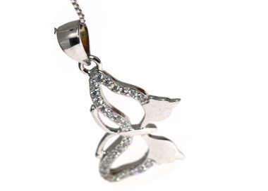 RMB|Collana argento 925 farfalla a ciondolo zirconi bianchi collier