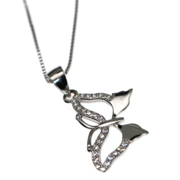 RMB|Collana argento 925 farfalla a ciondolo zirconi bianchi collier