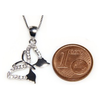 RMB|Argento 925 Collana con pendente farfalla zirconi bianchi