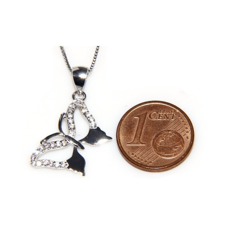 RMB|Argento 925 Collana con pendente farfalla zirconi bianchi