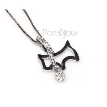 RMB|Argento 925 : Collana Collier donna veneziana con pendente cane con collare e medaglietta