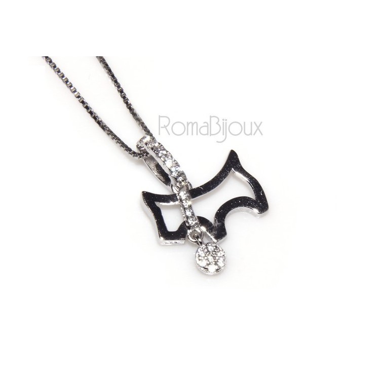 RMB|Argento 925 : Collana Collier donna veneziana con pendente cane con collare e medaglietta