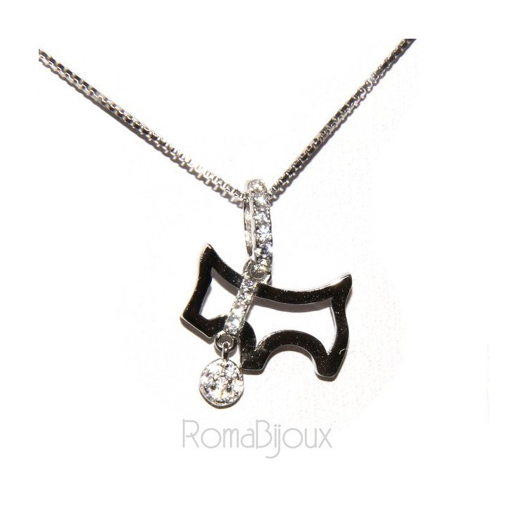 RMB|Argento 925 : Collana Collier donna veneziana con pendente cane con collare e medaglietta