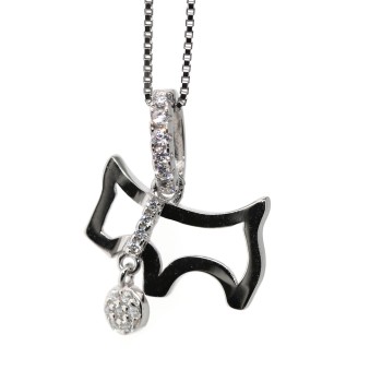 RMB|Collier 925 silver pendant dog with collar and medal necklace woman