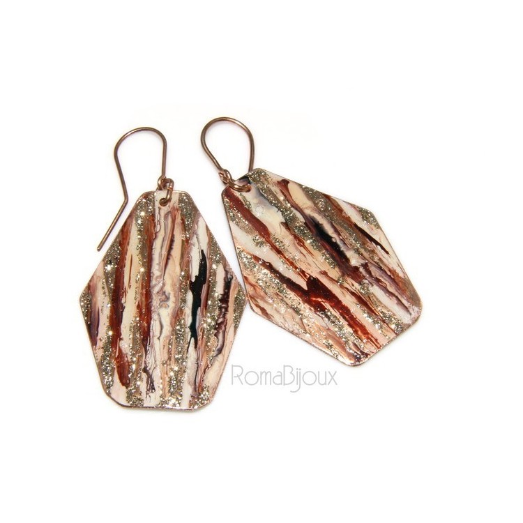 RMB|bracciale schiava alto donna rame smalti e glitter