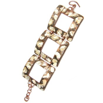 RMB|Bracciale rame grandi quadri crema panna glitter donna