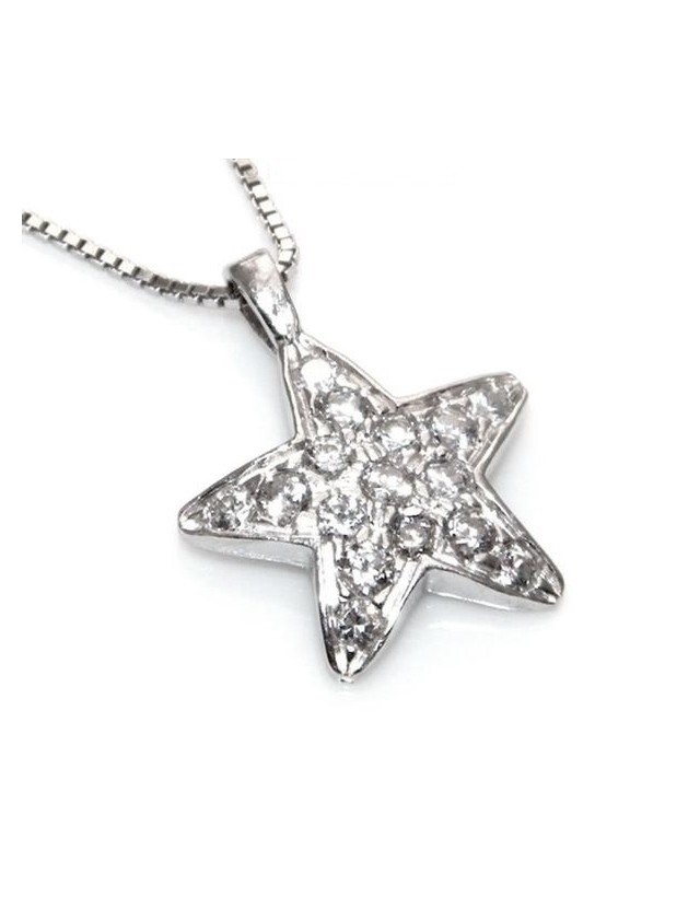stamped 925: Necklace Venetian, with star pendant 15 x  20 pavé zirconia