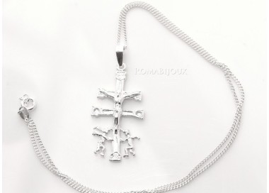 RMB|ARGENTO 925 Ciondolo Croce di Caravaca (Cruz de Caravaca) con Catena per uomo e donna
