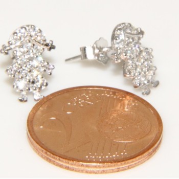 RMB|Argento 925 : orecchini donna ragazza bambina stud cavallo a dondolo pave' di zirconi bianchi