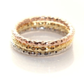 RMB|Argento 925 Italiano : anello microfusione 3 colori (oro bianco giallo rosa) diamantato mis 16 o 18