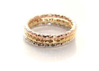 RMB|Argento 925 Italiano : anello microfusione 3 colori (oro bianco giallo rosa) diamantato mis 16 o 18