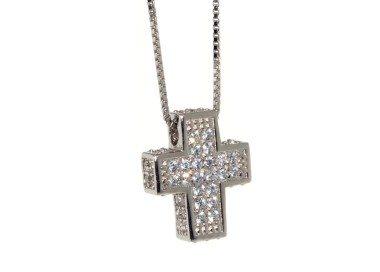 RMB|925: Necklace Collier man woman Venetian 3D and cross studded with