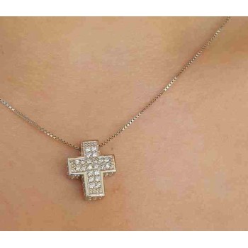 RMB|925: Necklace Collier man woman Venetian 3D and cross studded with