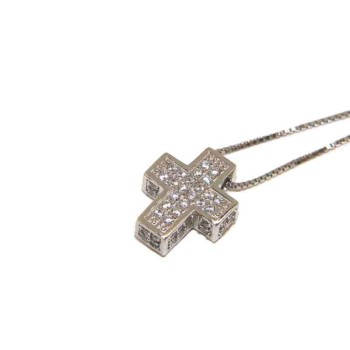 RMB|925: Necklace Collier man woman Venetian 3D and cross studded with zirconia