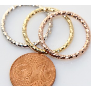 RMB|Argento 925 Italiano : anello microfusione 3 colori (oro bianco giallo rosa) diamantato mis 16 o 18