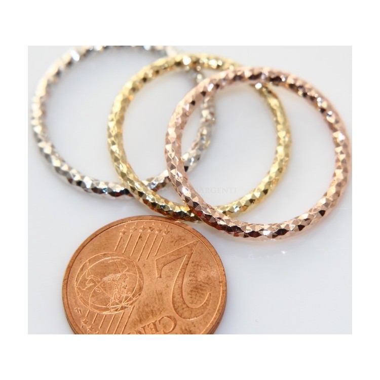 RMB|Argento 925 Italiano : anello microfusione 3 colori (oro bianco giallo rosa) diamantato mis 16 o 18