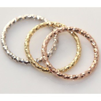 RMB|Argento 925 Italiano : anello microfusione 3 colori (oro bianco giallo rosa) diamantato mis 16 o 18