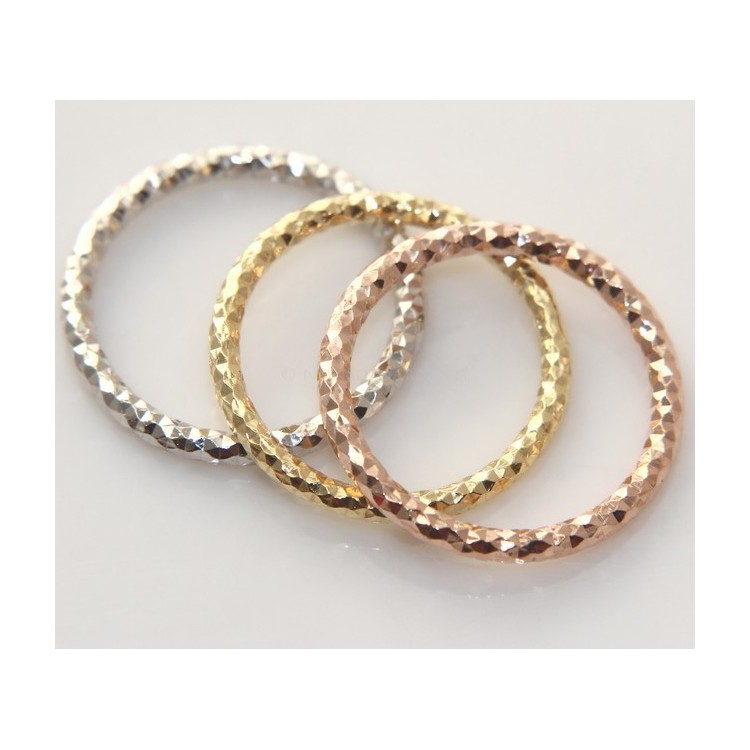 RMB|Argento 925 Italiano : anello microfusione 3 colori (oro bianco giallo rosa) diamantato mis 16 o 18