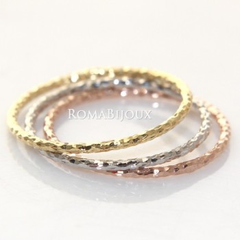 RMB|Argento 925 Italiano : anello fusione 3 colori (oro bianco giallo rosa) diamantato mis 16 o 14