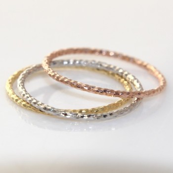 RMB|Argento 925 Italiano : anello fusione 3 colori (oro bianco giallo rosa) diamantato mis 16 o 14