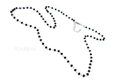 RMB|Collana uomo donna Argento 925 Con cristallo nero 3,5 mm lavorazione rosario marsigliese fatta a mano 60+5