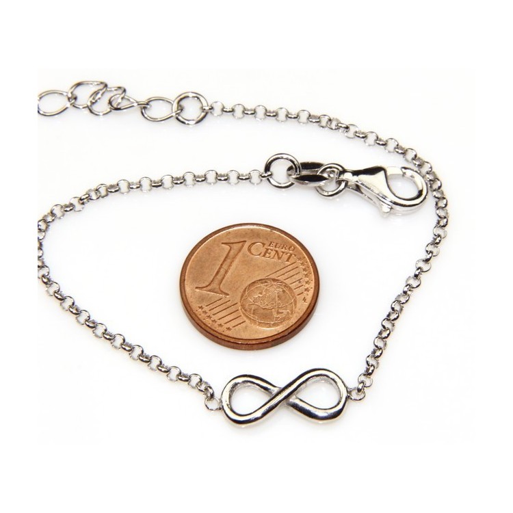 RMB|Argento 925 : bracciale rolo' uomo o donna con 1 simbolo dell'infinito da 16,00 a 20,50 cm