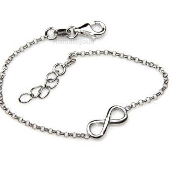 RMB|Argento 925 : bracciale rolo' uomo o donna con 1 simbolo dell'infinito da 16,00 a 20,50 cm