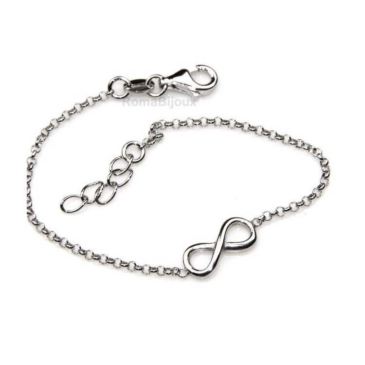 RMB|Argento 925 : bracciale rolo' uomo o donna con 1 simbolo dell'infinito da 16,00 a 20,50 cm