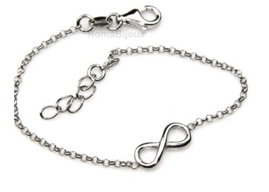 RMB|Argento 925 : bracciale rolo' uomo o donna con 1 simbolo dell'infinito da 16,00 a 20,50 cm