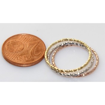 RMB|Argento 925 Italiano : anello fusione 3 colori (oro bianco giallo rosa) diamantato mis 16 o 14