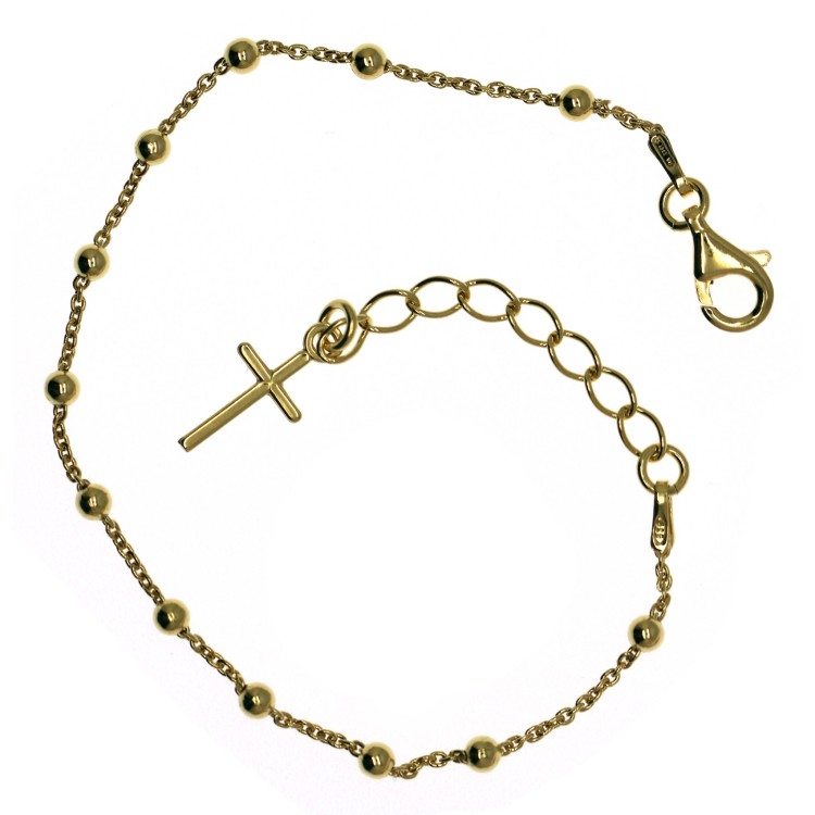 RMB|Rosary bracelet man or woman in 925 sterling silver cross smooth rod Yellow gold from 16.50 to 20 cm