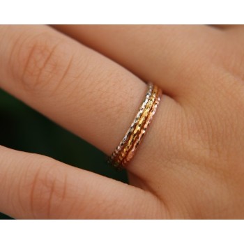 RMB|Argento 925 Italiano : anello fusione 3 colori (oro bianco giallo rosa) diamantato mis 16 o 14