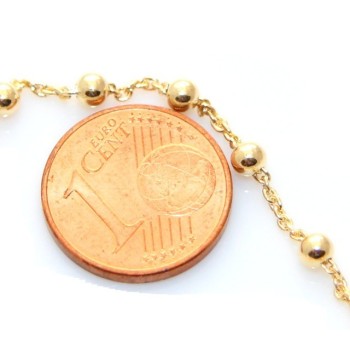 RMB|Bracciale rosario uomo o donna in Argento 925 croce liscia rod Oro bianco palline 4 mm mis 17