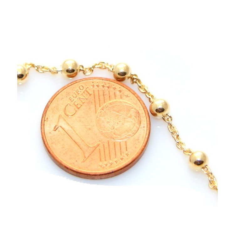 RMB|Bracciale rosario uomo o donna in Argento 925 croce liscia rod Oro bianco palline 4 mm mis 17