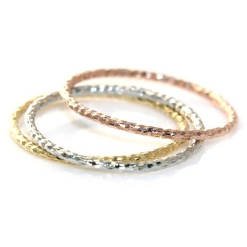 RMB|Argento 925 Italiano : anello fusione 3 colori (oro bianco giallo rosa) diamantato mis 16 o 14