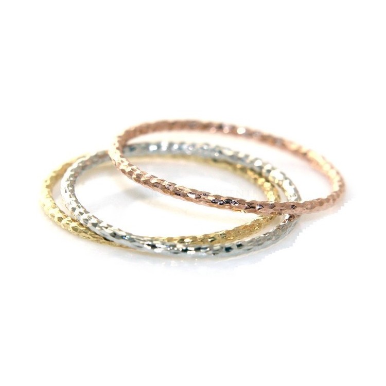 RMB|Argento 925 Italiano : anello fusione 3 colori (oro bianco giallo rosa) diamantato mis 16 o 14