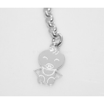 RMB|ARGENTO 925 catena collana saliscendi rolo' con cuore aperto e neonato bebe'